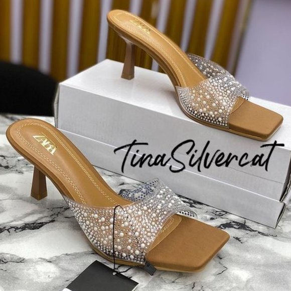 BLOGGER'S FAVE! Zara Rhinestone Heels With Beads NWT - Picture 4 of 12